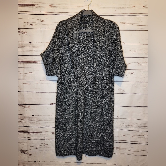 White House Black Market longline duster XS marled open cardigan short sleeve - Picture 2 of 6